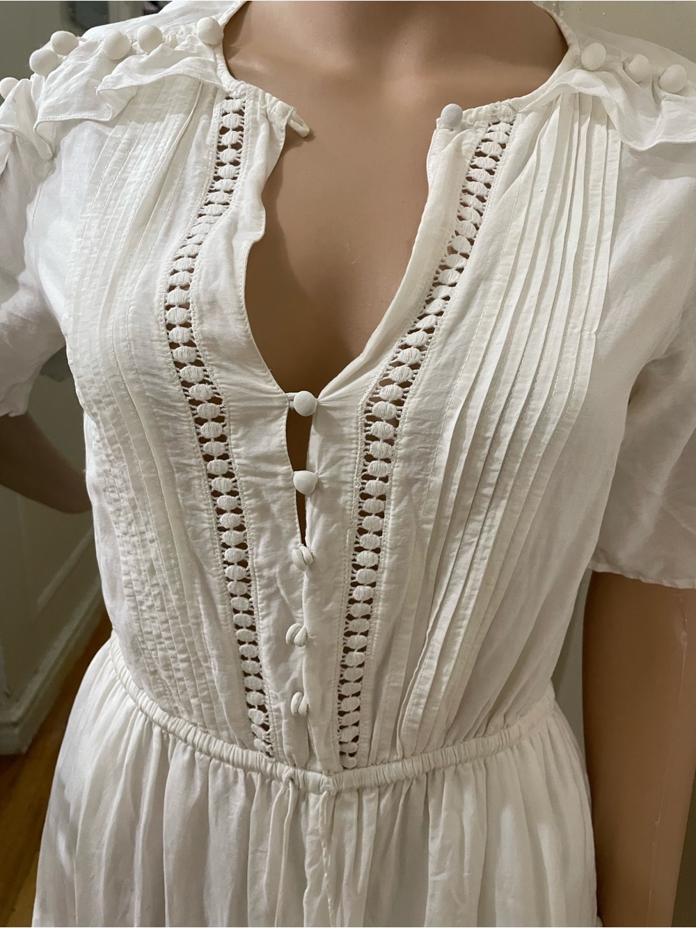 Sea New York White Tiered Midi Dress with Lace Accents - Picture 15 of 15